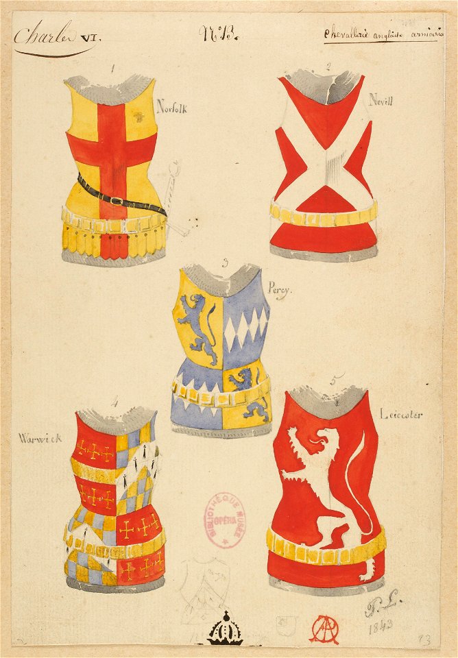 Halévy - Charles VI - Paul Lormier 1842-1843 - 13. Chevalerie anglaise, armoiries - Norfolk, Nevill, Percy, Warwick, Leicester