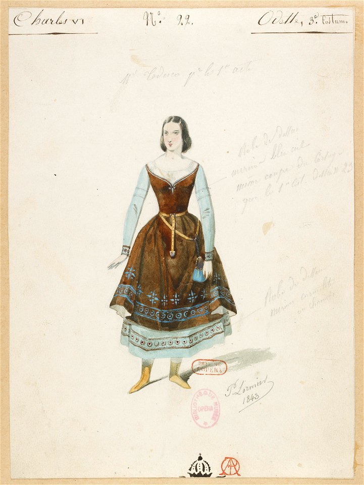 Halévy - Charles VI - Paul Lormier 1842-1843 - 22. Odette, 3e costume. Mme Tedesco pour le 1er acte