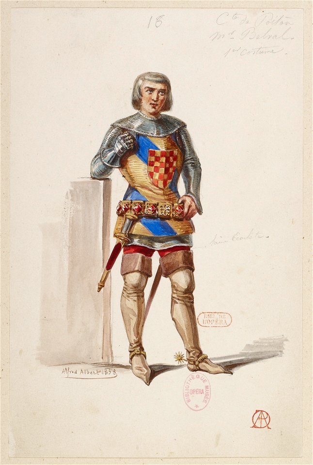 Halévy - La magicienne - maquettes de costumes par Alfred Albert - 16. Comte de Poitou, 1er costume, M. Belval