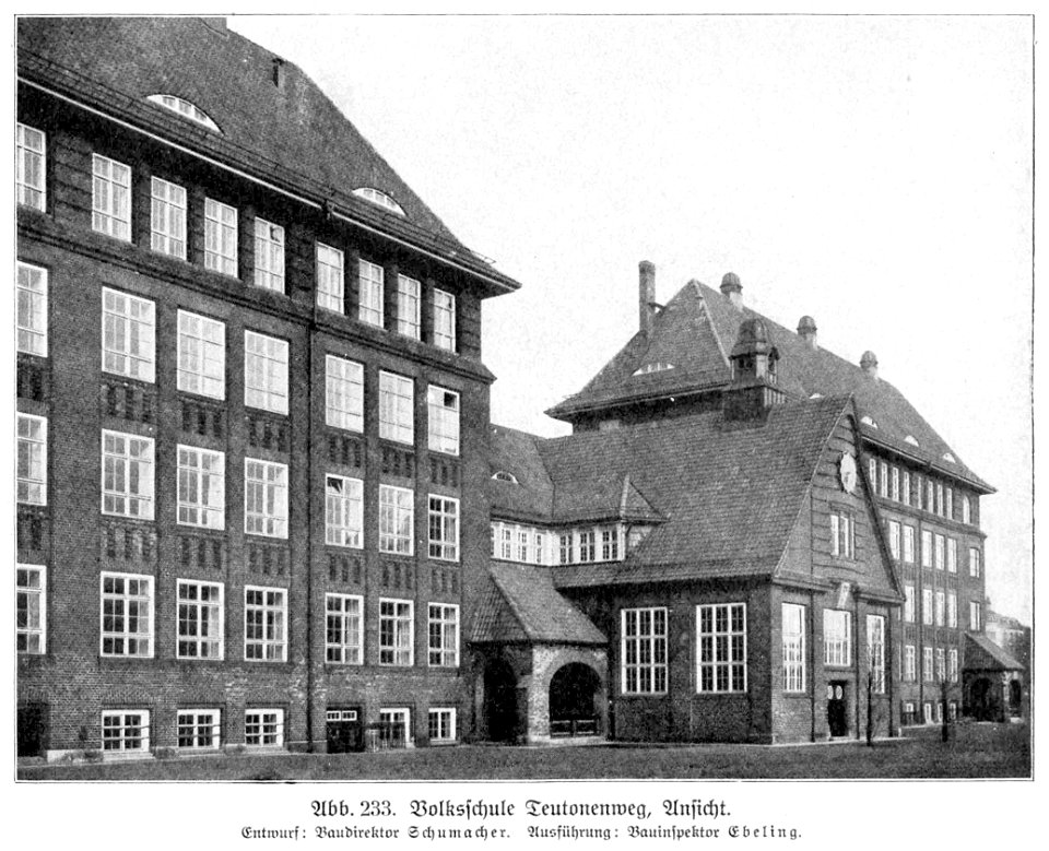 Hamburg und seine Bauten 1914, Band 1, Abbildung 233, Volksschule Teutonenweg