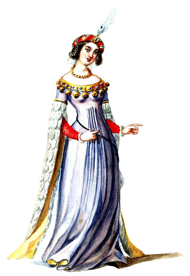 Halévy - La magicienne - maquettes de costumes par Alfred Albert - 07. Dame de cour (retouched)