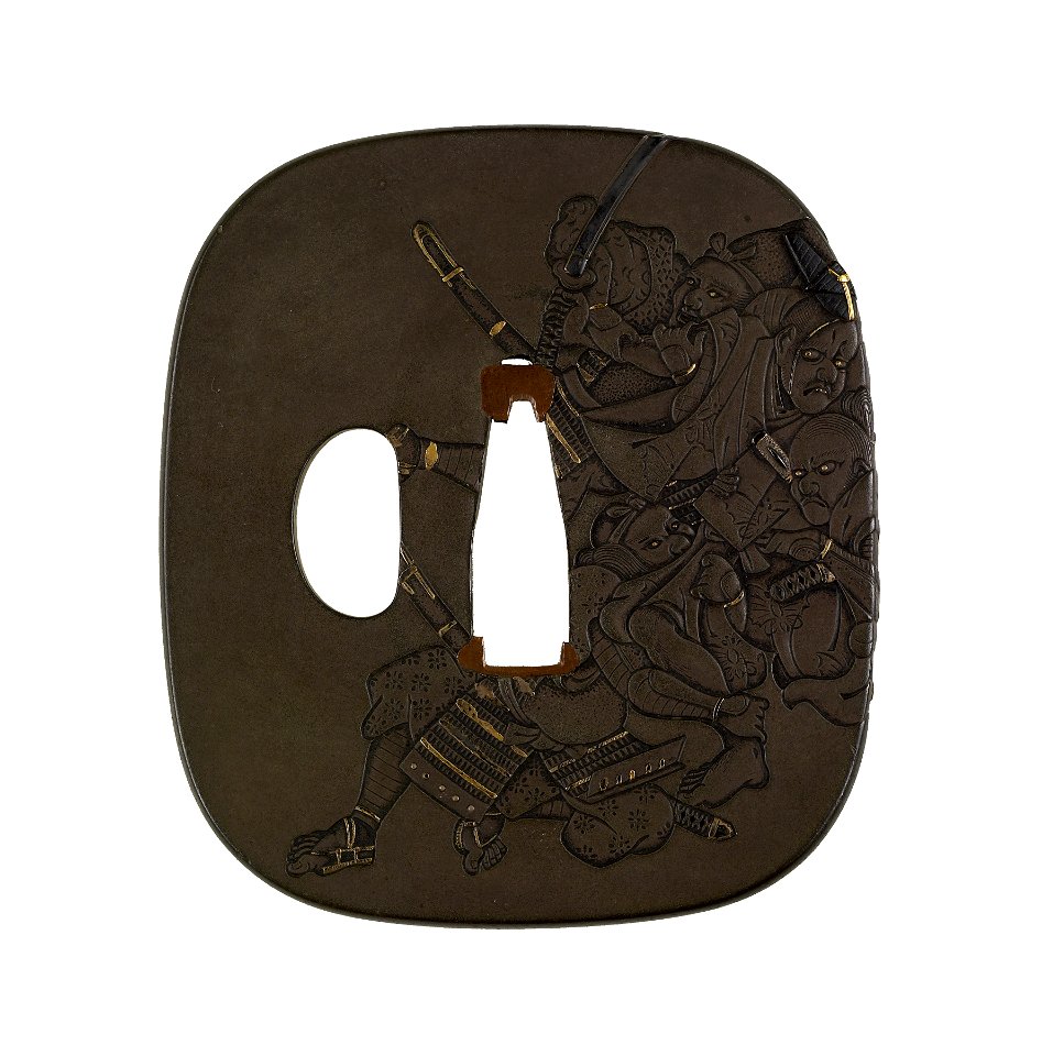 Hamano Shôzui - Tsuba with Three Samurai Attacking a Courtier - Walters 51287