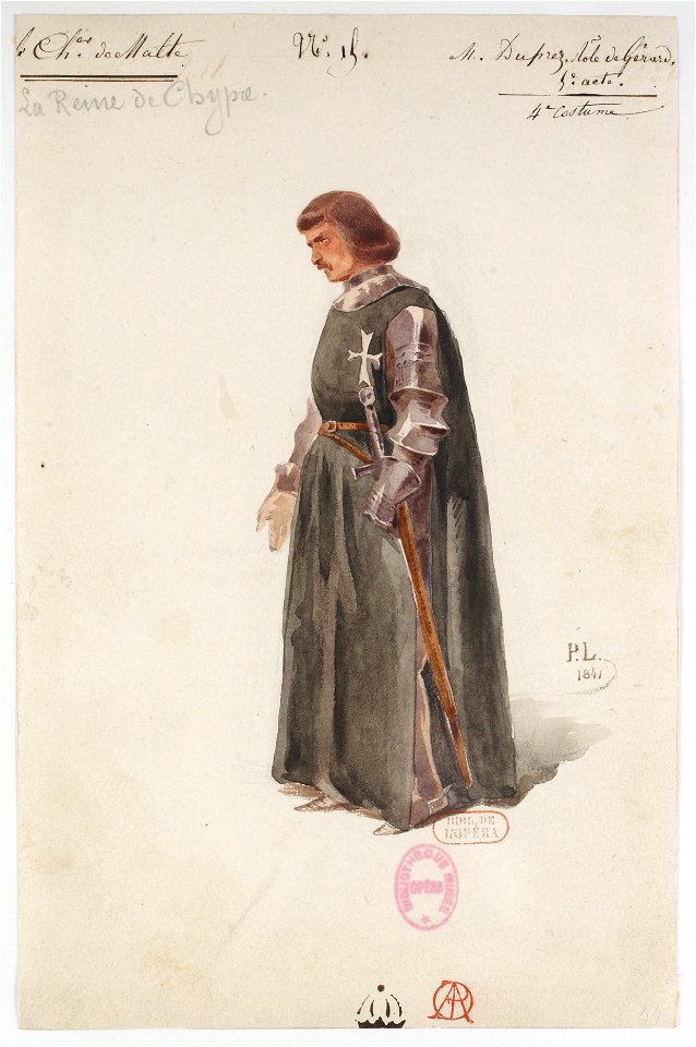 Halévy - La reine de Chypre - Paul Lormier, 1837-1841 - 15. Gérard (de Coucy), 5ème acte, 4ème costume. M. Duprez