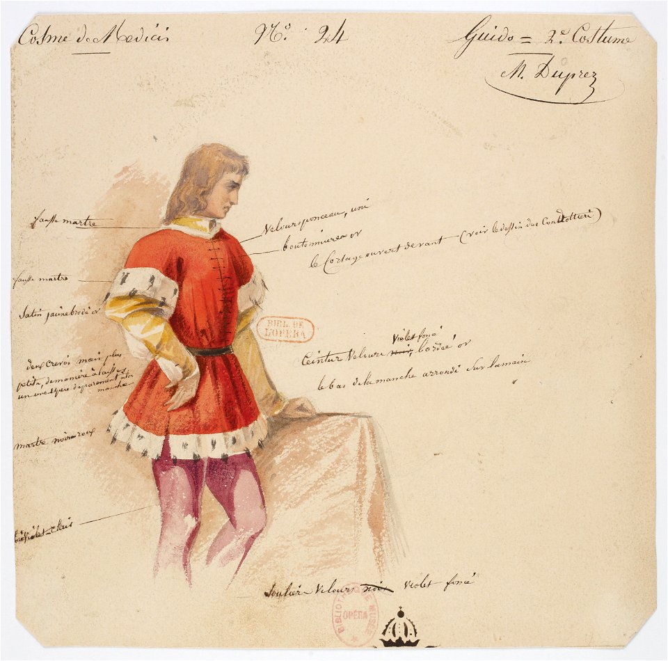 Halévy - Guido et Ginevra - Paul Lormier, 1837-1838 - 24. Guido, 2ème costume. M. Duprez