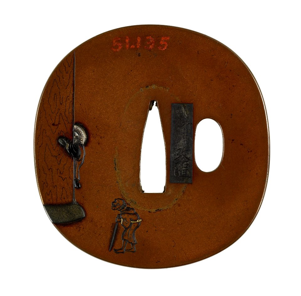Hamano Shôzui - Tsuba with a Gate Guardian at a Temple - Walters 51135 - Back