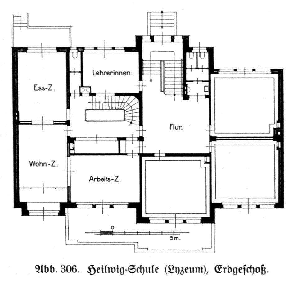 Hamburg und seine Bauten 1914, Band 1, Abbildung 306 - Heilwig-Schule, Erdgeschoss