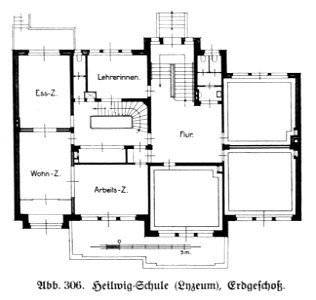 Hamburg und seine Bauten 1914, Band 1, Abbildung 306 - Heilwig-Schule, Erdgeschoss. Free illustration for personal and commercial use.