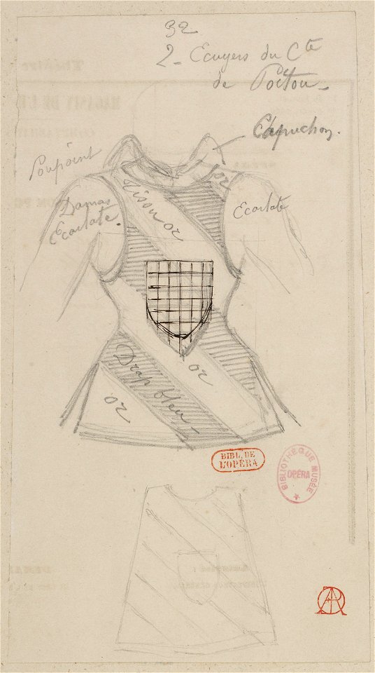 Halévy - La magicienne - maquettes de costumes par Alfred Albert - 32. Ecuyers du comte de poitou
