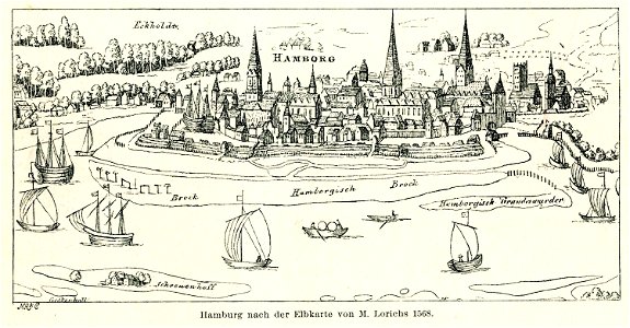 Hambourg nach der Elbkarte von M Lorichs 1568 - Lorck Melchior - 1568
