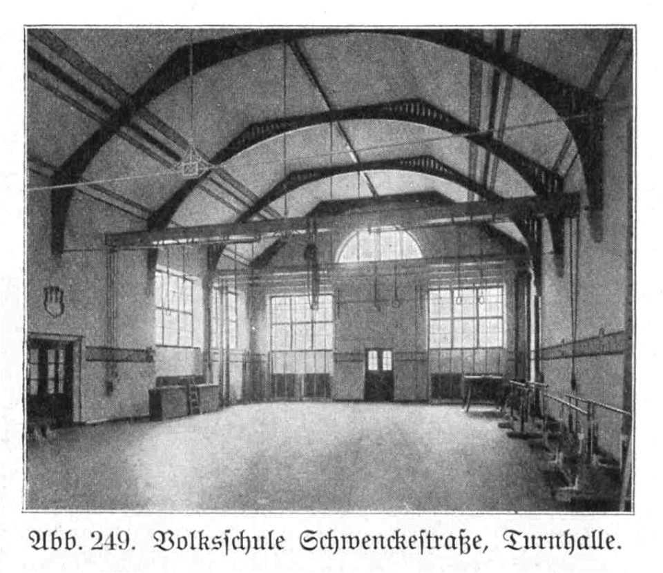 Hamburg und seine Bauten 1914, Band 1, Abbildung 249, Volksschule Schwenckestraße, Turnhalle