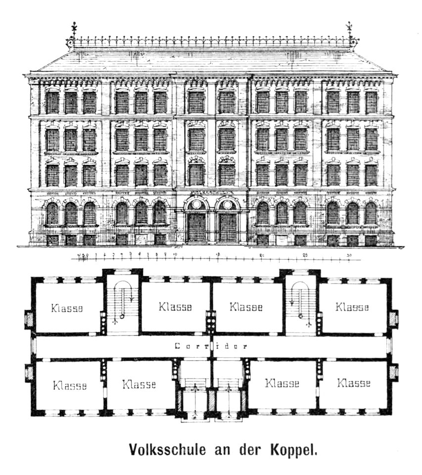 Hamburg und seine Bauten 1890, Seite 114, Volksschule an der Koppel