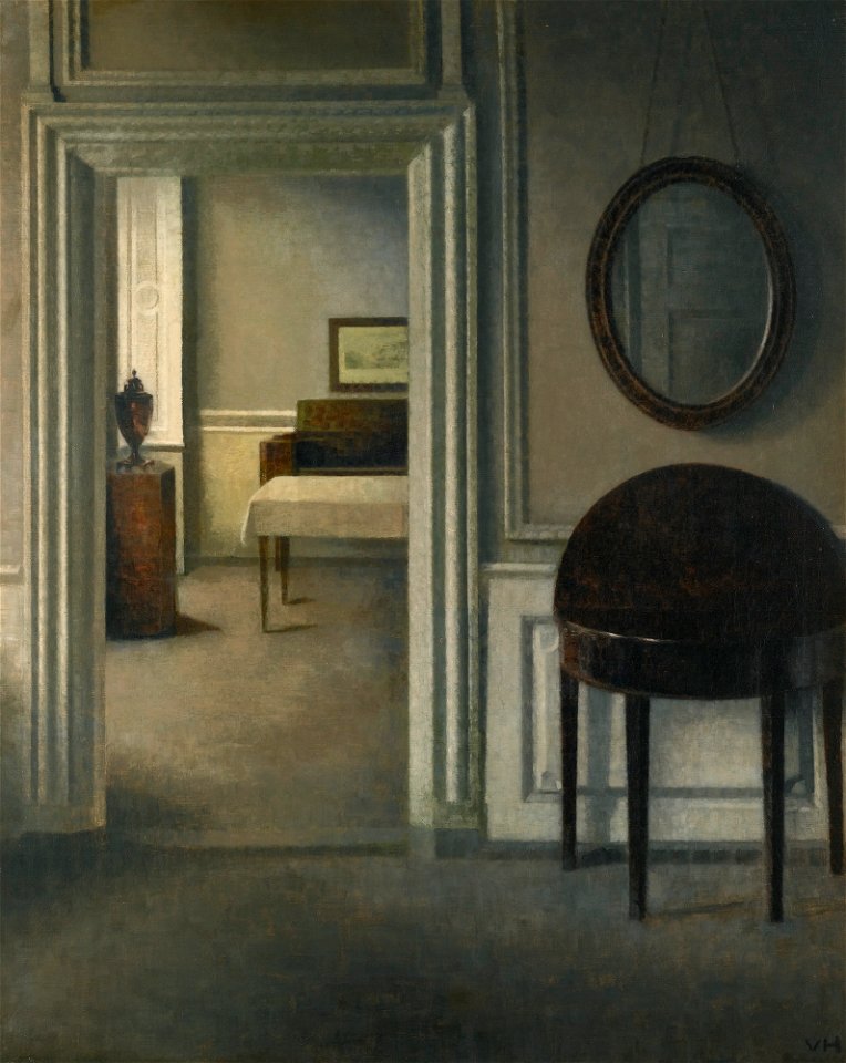 Vilhelm Hammershøi - Interior with a mirror (ca.1907)