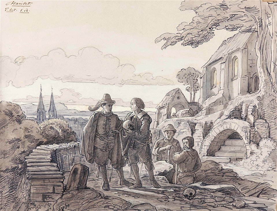 Hamlet mit Polonius auf dem Friedhof 1860