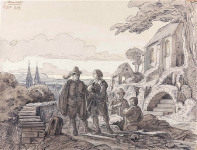 Hamlet mit Polonius auf dem Friedhof 1860