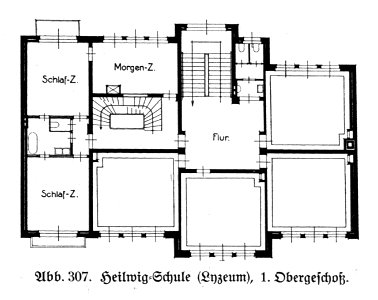 Hamburg und seine Bauten 1914, Band 1, Abbildung 307 - Heilwig-Schule, 1 Obergeschoss