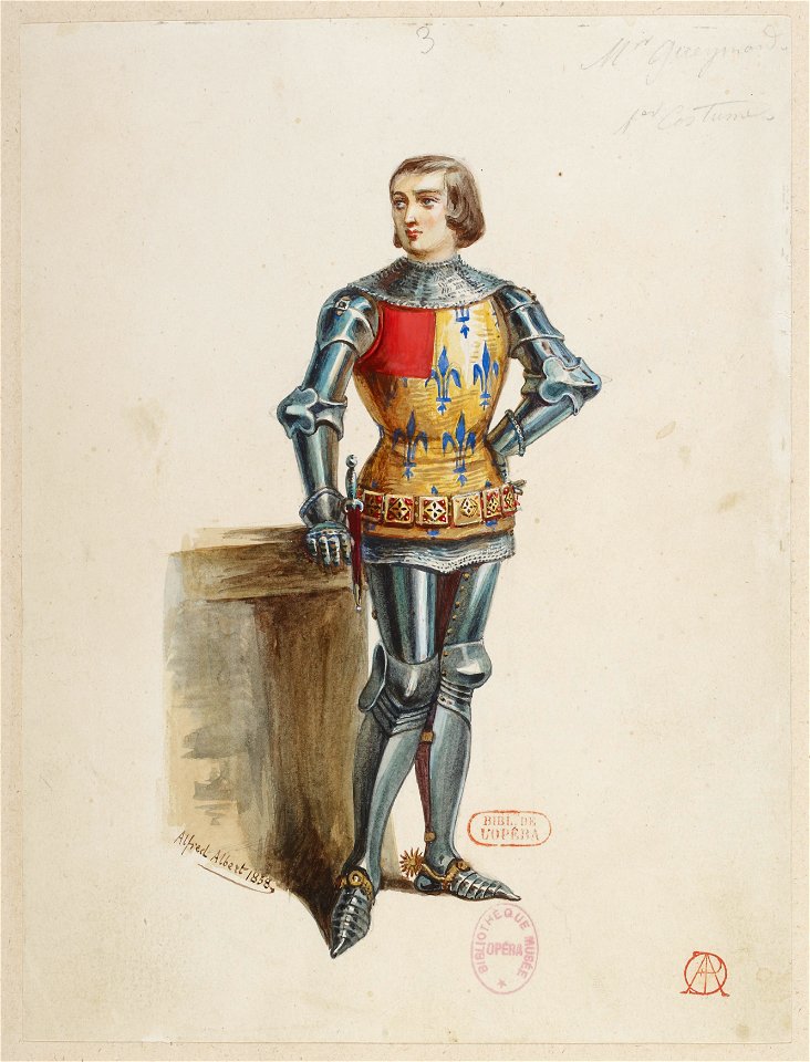 Halévy - La magicienne - maquettes de costumes par Alfred Albert - 03. (Réné), M. Gueymard, 1er costume