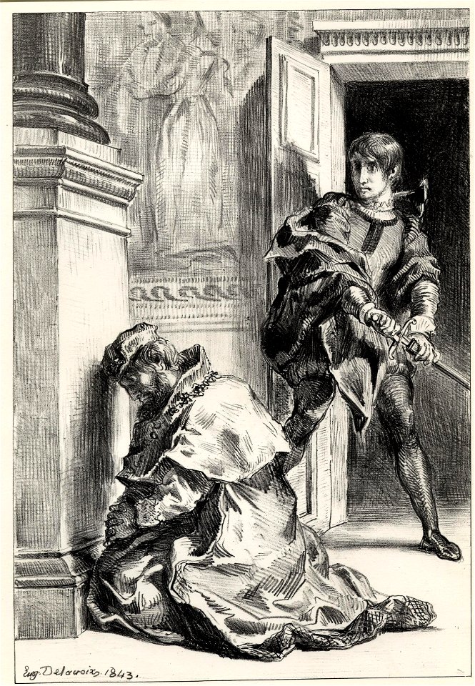 Hamlet tente de tuer le Roi (Act.III Sc.III) (Hamlet tries to kill the King) (BM 1911,0412.172 1)