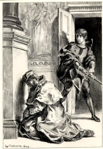 Hamlet tente de tuer le Roi (Act.III Sc.III) (Hamlet tries to kill the King) (BM 1911,0412.172 1)