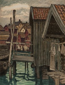 Hamnbild-Sjöbodar - Sjöhistoriska museet - S 1017