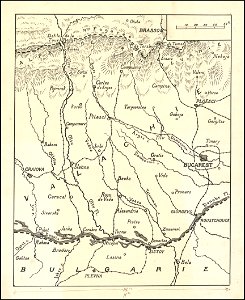 Hand-drawn map of Romania in World War I