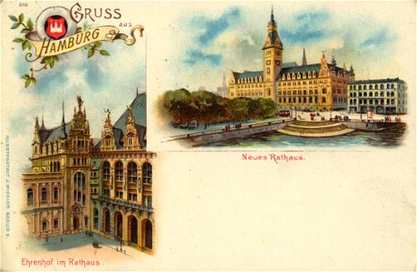 Hamburg, Hamburg - Neues Rathaus; Ehrenhof im Rathaus (Zeno Ansichtskarten)