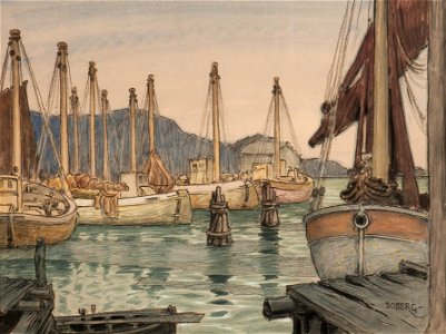 Hamnbild-Fiskeläge - Sjöhistoriska museet - S 1019
