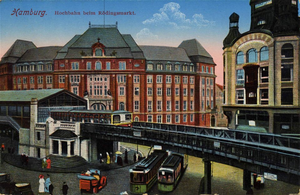 Hamburg, Hamburg - Hochbahn beim Rödingsmarkt (Zeno Ansichtskarten)