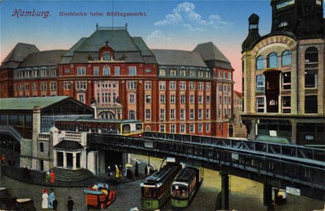 Hamburg, Hamburg - Hochbahn beim Rödingsmarkt (Zeno Ansichtskarten)