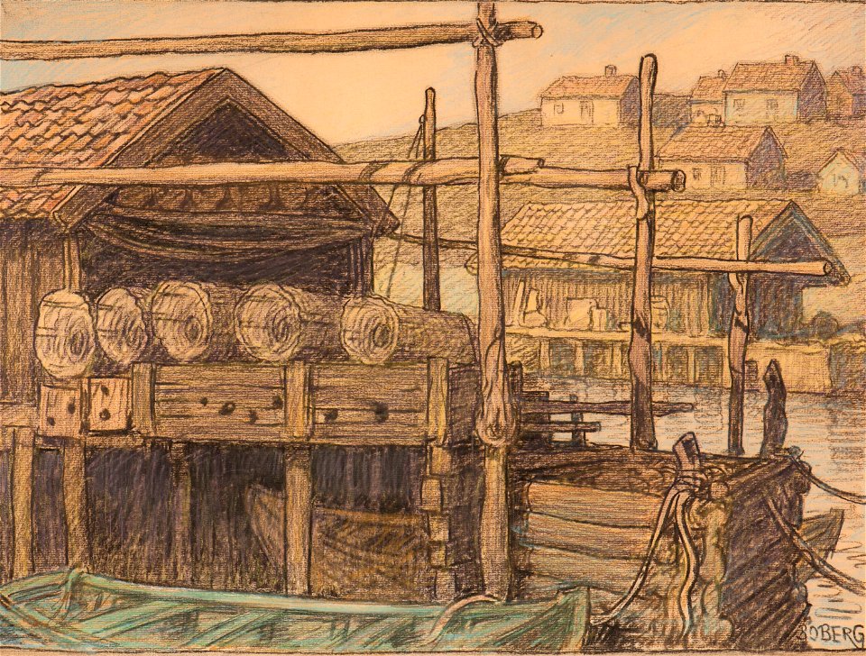 Hamnbild-Sjöbodar - Sjöhistoriska museet - S 1032
