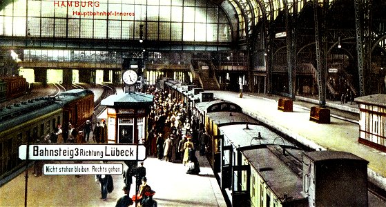 Hamburg Hbf-Bahnsteighalle um 1910