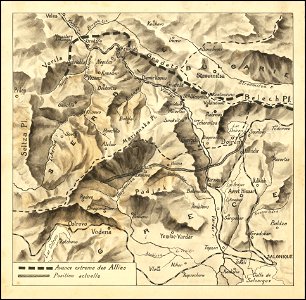 Hand-drawn map of the Macedonian Front of World War I