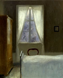'Interior', painting by Vilhelm Hammershøi, 1890. Free illustration for personal and commercial use.