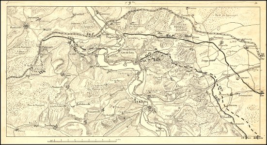 Hand-drawn map of the Western Front of World War I around Verdun