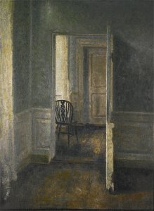 Vilhelm Hammershøi - Interior with windsor chair (1913)