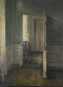 Vilhelm Hammershøi - Interior with windsor chair (1913). Free illustration for personal and commercial use.