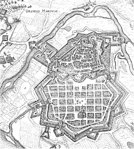 Hanau Belagerungsplan 1636 Merian