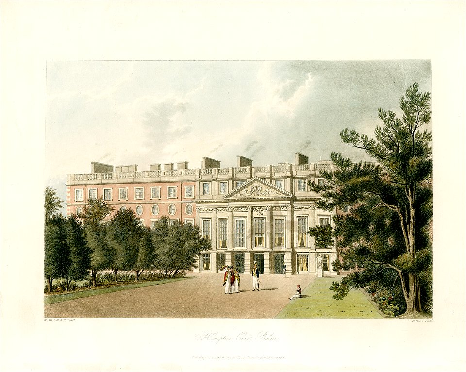 Hampton Court Palace, from Pyne's Royal Residences, 1819 - panteek pyn93-332