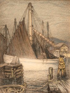 Hamnbild-Fiskekutter Gravarne - Sjöhistoriska museet - S 1018