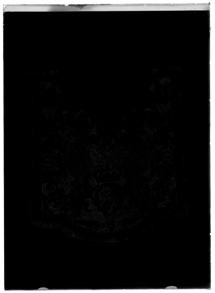 Handhästtäcke, ur en svit om 30 st med svenska riksvapnet och Karl XIsnamnchiffer - Livrustkammaren - 17767-negative