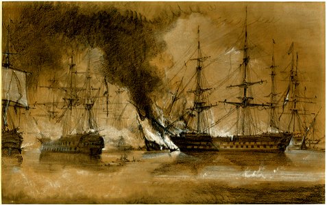 Hanhoute, Alexander Nevsky and Ezekial at the Battle of Navarino, 20 Oct 1827 BM 301578001
