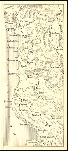 Hand-drawn map of Albania during World War I