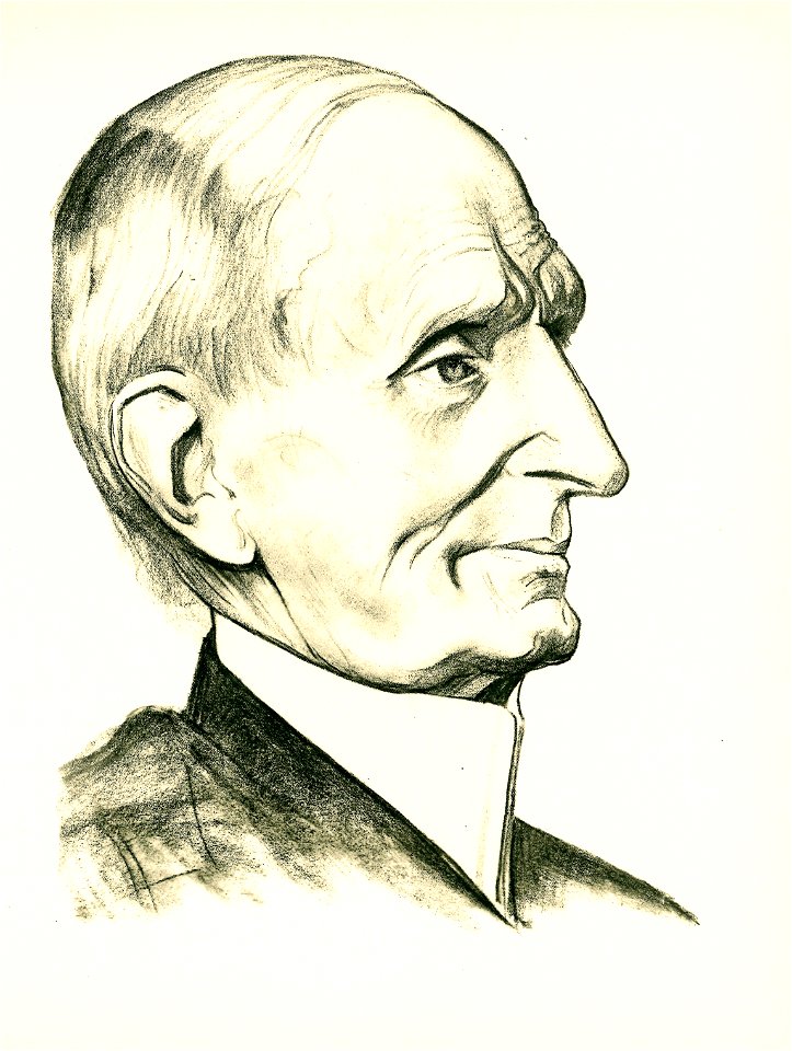 Hannoversche Köpfe aus Verwaltung, Wirtschaft, Kunst und Literatur, Bd. 1, S. 133 Der Schauspieler Friedrich Holthaus, gezeichnete von August Heitmüller