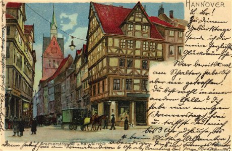 Hannover, Niedersachsen - Kramerstraße und Marktkirche (Zeno Ansichtskarten)