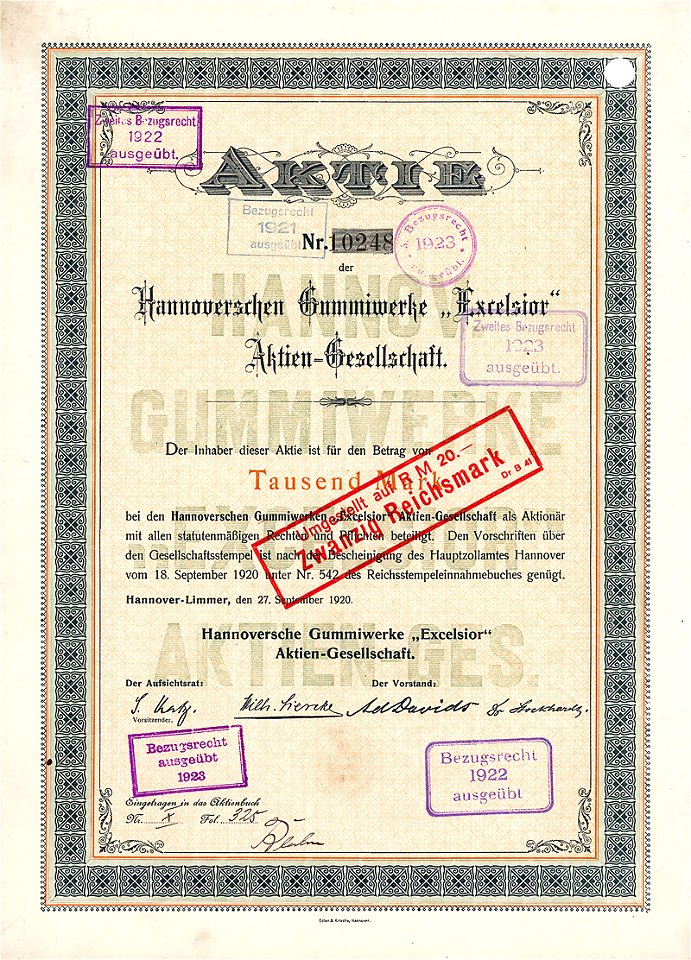 Hannoversche Gummiwerke Excelsior 1000 Mk 1920