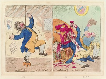 Hanging. Drowning' (Charles James Fox; William Pitt;Henry Dundas, 1st Viscount Melville) by James Gillray. Free illustration for personal and commercial use.