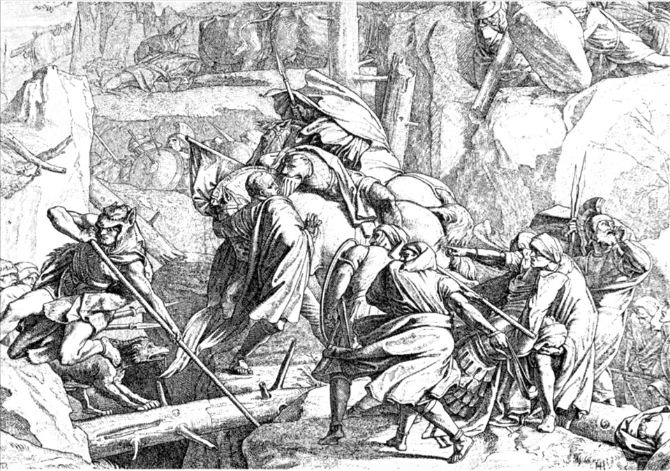 Hannibals Zug über die Alpen 215 v Chr Stich Motte
