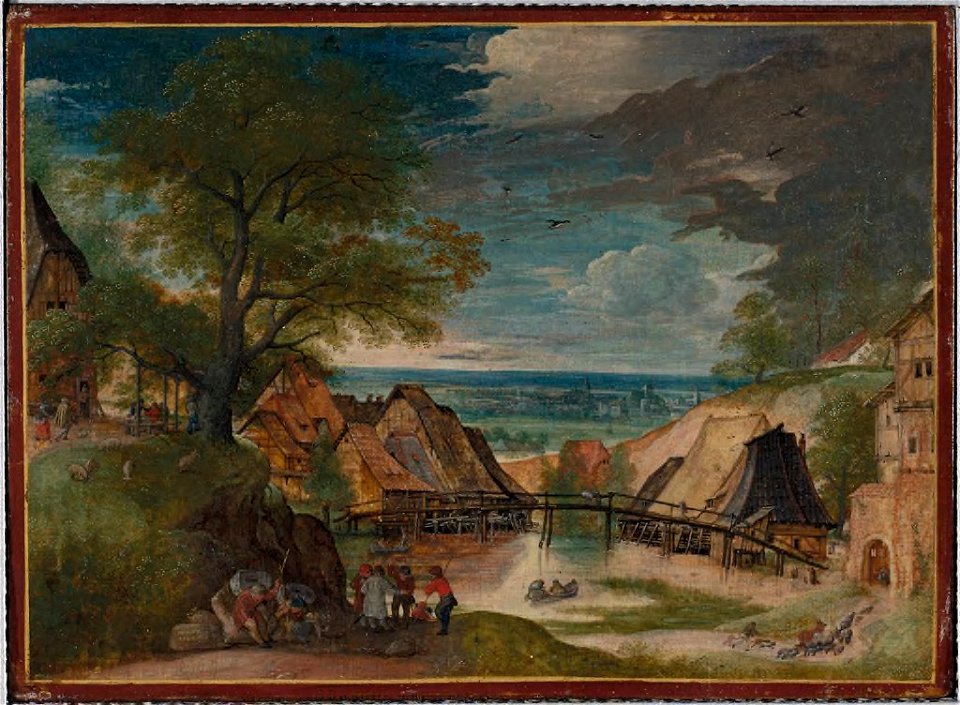 Hans Bol - Landscape with Travelers Along a Country Road - 2002.257 - Fogg Museum