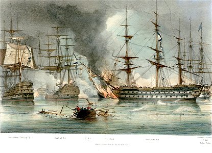 Hanhoute, Alexander Nevsky and Ezekial at the Battle of Navarino, 20 Oct 1827 PW4855