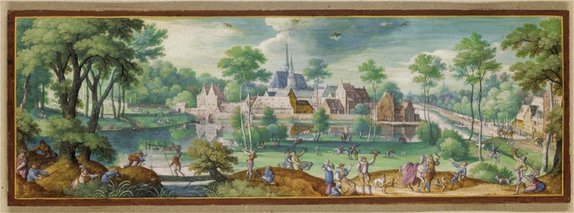 Hans Bol, A hunting party before the Rooklooster near Brussels
