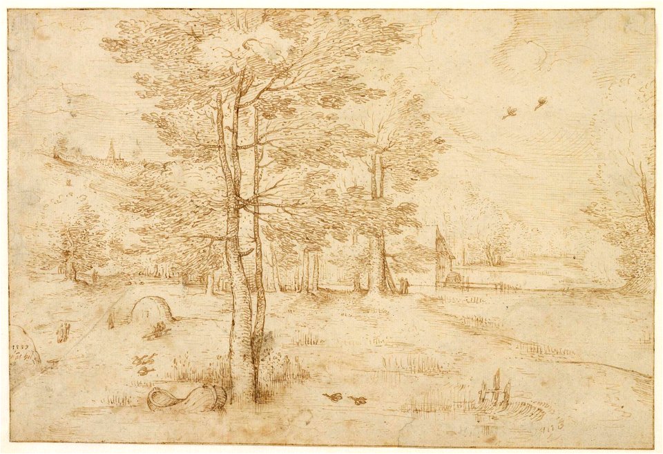 Hans Bol - Landscape with trees and a watermill